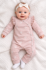 Boxpakje met bloemenprint & ruffle – Nude Flowers maat 50/56